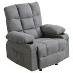 Fauteuil inclinable réglable gris avec fonctions de massage et de chauffage, port USB, poches latérales et deux porte-gobelets