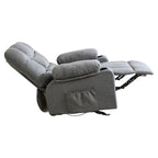 Fauteuil inclinable réglable gris avec massage, chauffage, port USB, poches latérales et deux porte-gobelets pour plus de commodité