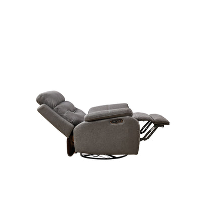 Fauteuil inclinable gris à double moteur avec pivot à 240°, fonction bascule, connectivité USB et appui-tête réglable