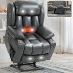 Fauteuil inclinable gris à double moteur avec inclinaison à 180°, massage, chauffage lombaire, porte-gobelets en acier inoxydable et poches latérales