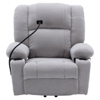 Fauteuil inclinable électrique gris avec massage, chauffage, porte-gobelets et support de téléphone pivotant à 360°, options d'inclinaison réglables