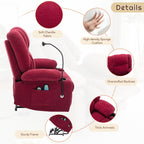 Fauteuil inclinable électrique gris avec massage, chauffage, porte-gobelets et support de téléphone pivotant à 360°, options d'inclinaison réglables