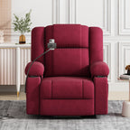 Fauteuil inclinable électrique gris avec massage, chauffage, porte-gobelets et support de téléphone pivotant à 360°, options d'inclinaison réglables