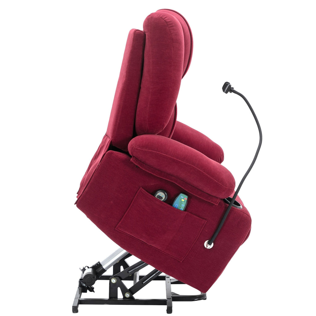 Fauteuil inclinable électrique gris avec massage, chauffage, porte-gobelets et support de téléphone pivotant à 360°, options d'inclinaison réglables