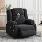 Fauteuil inclinable électrique gris avec massage, chauffage, porte-gobelets et support de téléphone pivotant à 360°, inclinaison réglable