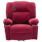 Fauteuil inclinable électrique gris avec massage, chauffage, porte-gobelets et support de téléphone pivotant à 360°, inclinaison réglable