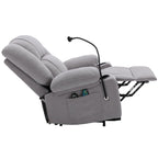 Fauteuil inclinable électrique gris avec massage, chauffage, porte-gobelets et support de téléphone pivotant à 360°, inclinaison réglable