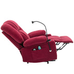 Fauteuil inclinable électrique gris avec massage, chauffage, porte-gobelets et support de téléphone pivotant à 360°, inclinaison réglable
