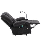 Fauteuil inclinable électrique gris avec massage, chauffage, porte-gobelets et support de téléphone pivotant à 360°, inclinaison réglable
