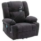 Fauteuil inclinable électrique gris avec massage, chauffage, porte-gobelets et support de téléphone pivotant à 360°, inclinaison réglable