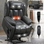 Fauteuil inclinable électrique gris avec double moteur, massage par vibrations à 8 points, chauffage lombaire et inclinaison à 180°