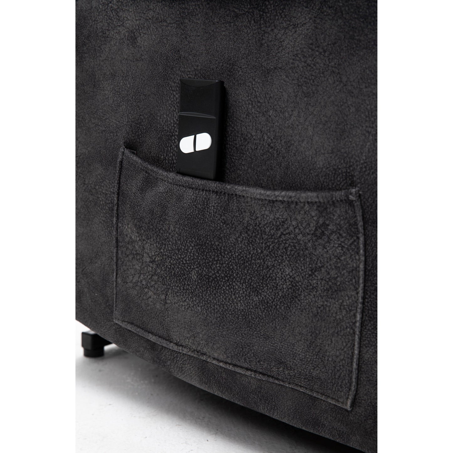 Fauteuil releveur électrique inclinable gris avec fonction massage et chauffage, tissu polyester résistant et télécommande pratique