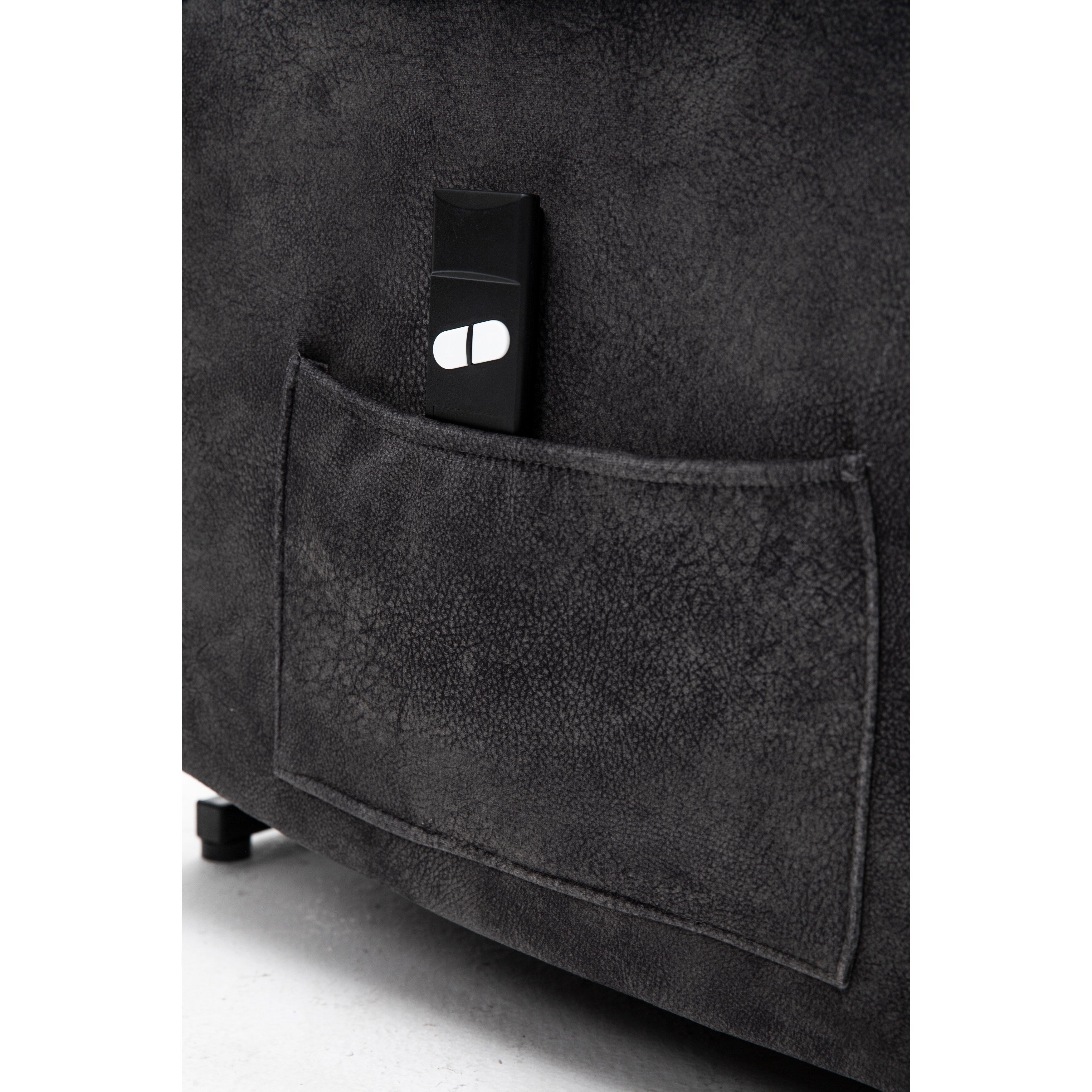 Fauteuil releveur électrique inclinable gris avec fonction massage et chauffage, tissu polyester résistant et télécommande pratique