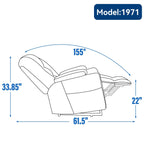 Fauteuil inclinable électrique gris de grande taille avec chauffage, port USB et porte-gobelets