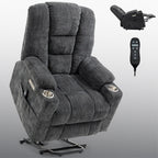 Fauteuil inclinable électrique gris de grande taille avec chauffage, port USB et porte-gobelets