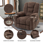 Fauteuil inclinable électrique gris de grande taille avec chauffage, port USB et porte-gobelets