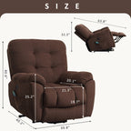 Fauteuil inclinable gris avec massage par vibrations, chauffage, port USB, porte-gobelets dissimulés et inclinaison réglable
