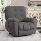 Fauteuil inclinable gris avec massage par vibrations, chauffage, port USB, porte-gobelets dissimulés et inclinaison réglable