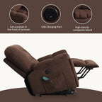 Fauteuil inclinable gris avec massage par vibrations, chauffage, port USB, porte-gobelets dissimulés et inclinaison réglable