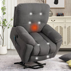 Fauteuil inclinable gris avec massage par vibrations, chauffage, port USB, porte-gobelets dissimulés et inclinaison réglable