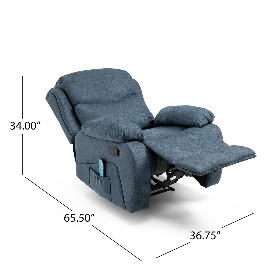 Fauteuil inclinable de massage gris avec chauffage et inclinaison manuelle