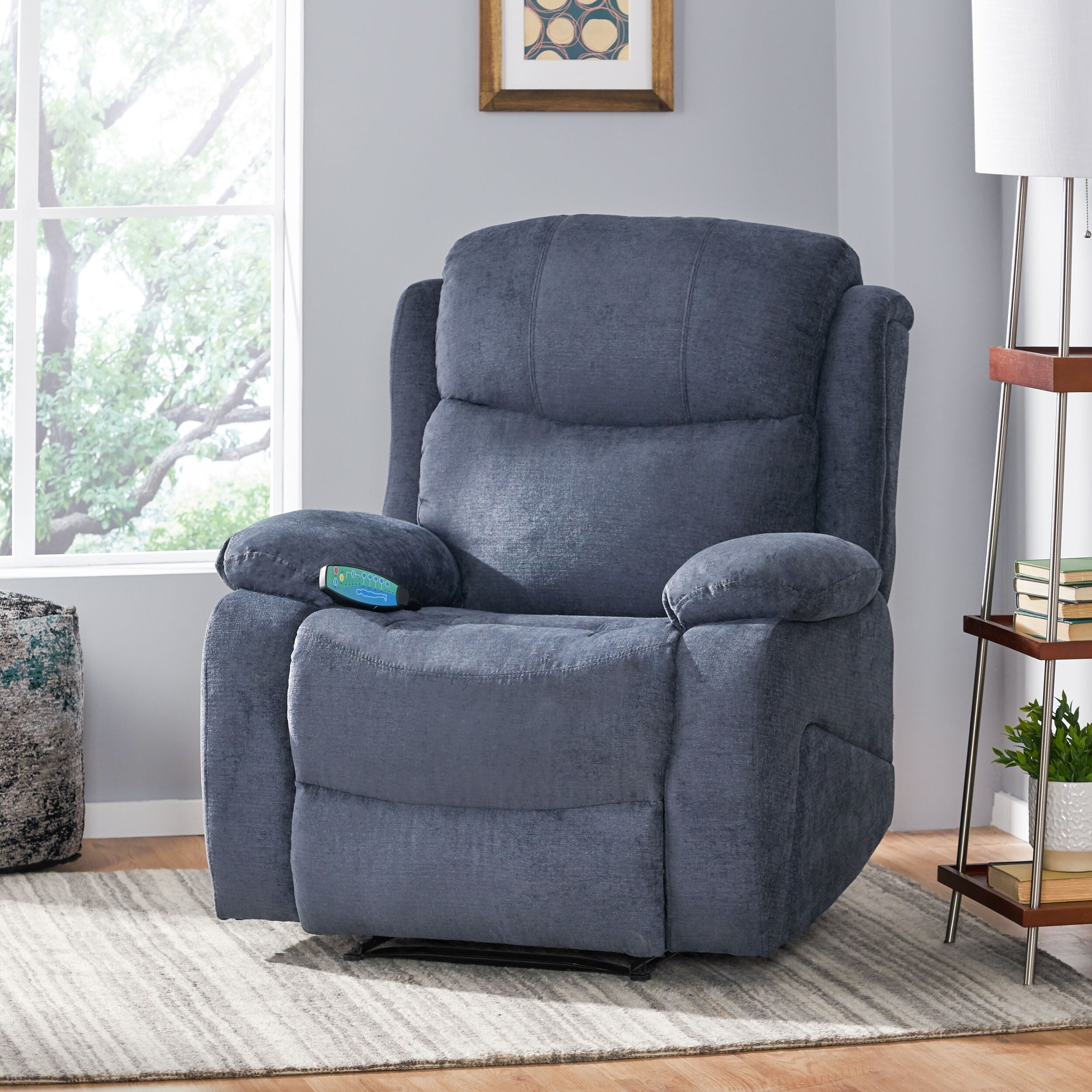 Fauteuil inclinable de massage gris avec chauffage et inclinaison manuelle