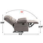 Fauteuil inclinable manuel surdimensionné en tissu gris avec 2 poches latérales et repose-pieds réglable