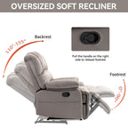 Fauteuil inclinable manuel surdimensionné en tissu gris avec 2 poches latérales et repose-pieds réglable