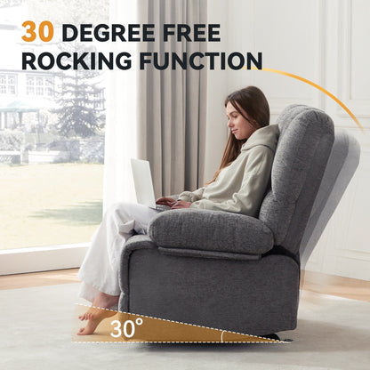 Fauteuil inclinable manuel surdimensionné gris avec inclinaison à 160°