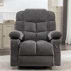 Fauteuil inclinable surdimensionné gris avec chauffage et massage, inclinaison à 150°, bascule à 30°, chargement USB et 2 porte-gobelets