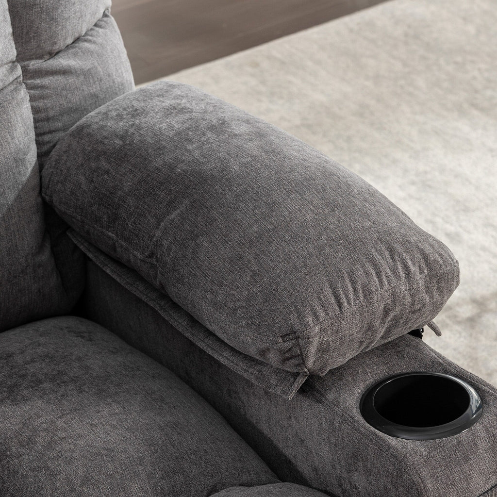 Fauteuil inclinable à bascule surdimensionné gris avec chauffage et chargement USB