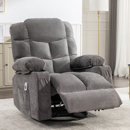 Fauteuil inclinable à bascule surdimensionné gris avec chauffage et chargement USB