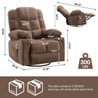 Fauteuil inclinable à bascule surdimensionné gris avec chauffage et chargement USB