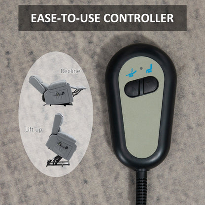Fauteuil inclinable électrique en cuir synthétique gris avec massage par vibration, chauffage, télécommande et poches latérales pratiques