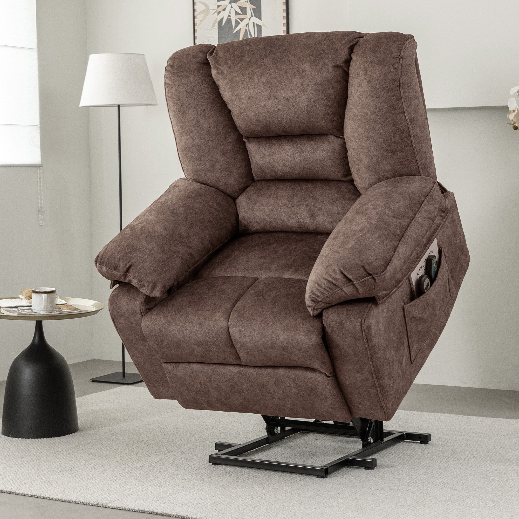 Fauteuil inclinable électrique gris pour personnes âgées avec massage, chauffage et inclinaison à 150°