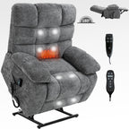 Fauteuil inclinable électrique gris avec chauffage, massage, deux moteurs, positions infinies, supporte jusqu'à 350 lb