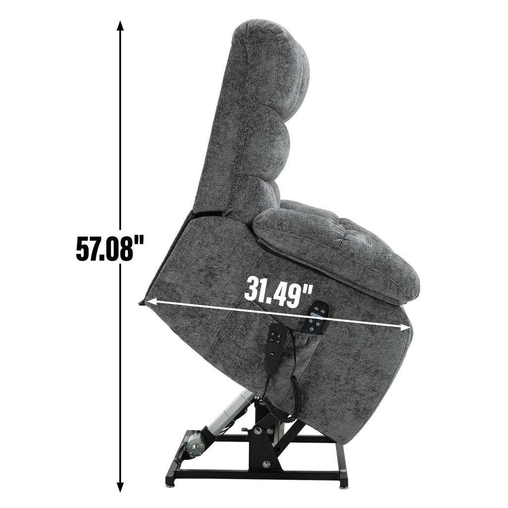 Fauteuil inclinable électrique gris avec chauffage, massage et double moteur