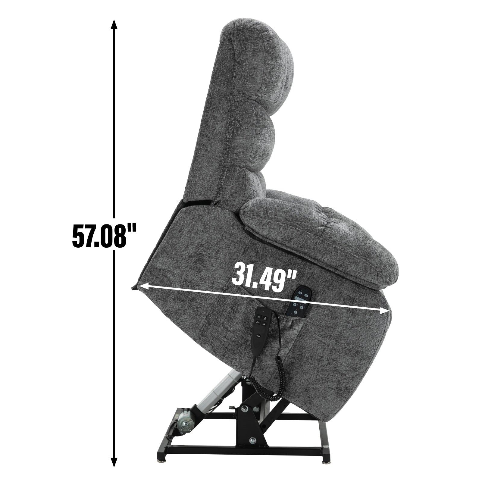 Fauteuil inclinable électrique gris avec chauffage, massage et double moteur