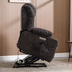 Fauteuil inclinable électrique gris avec massage, chauffage et porte-gobelets
