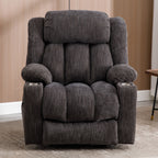 Fauteuil inclinable électrique gris avec massage, chauffage et porte-gobelets