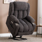 Fauteuil inclinable électrique gris avec massage, chauffage et porte-gobelets