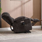 Fauteuil inclinable électrique gris avec massage, chauffage et porte-gobelets