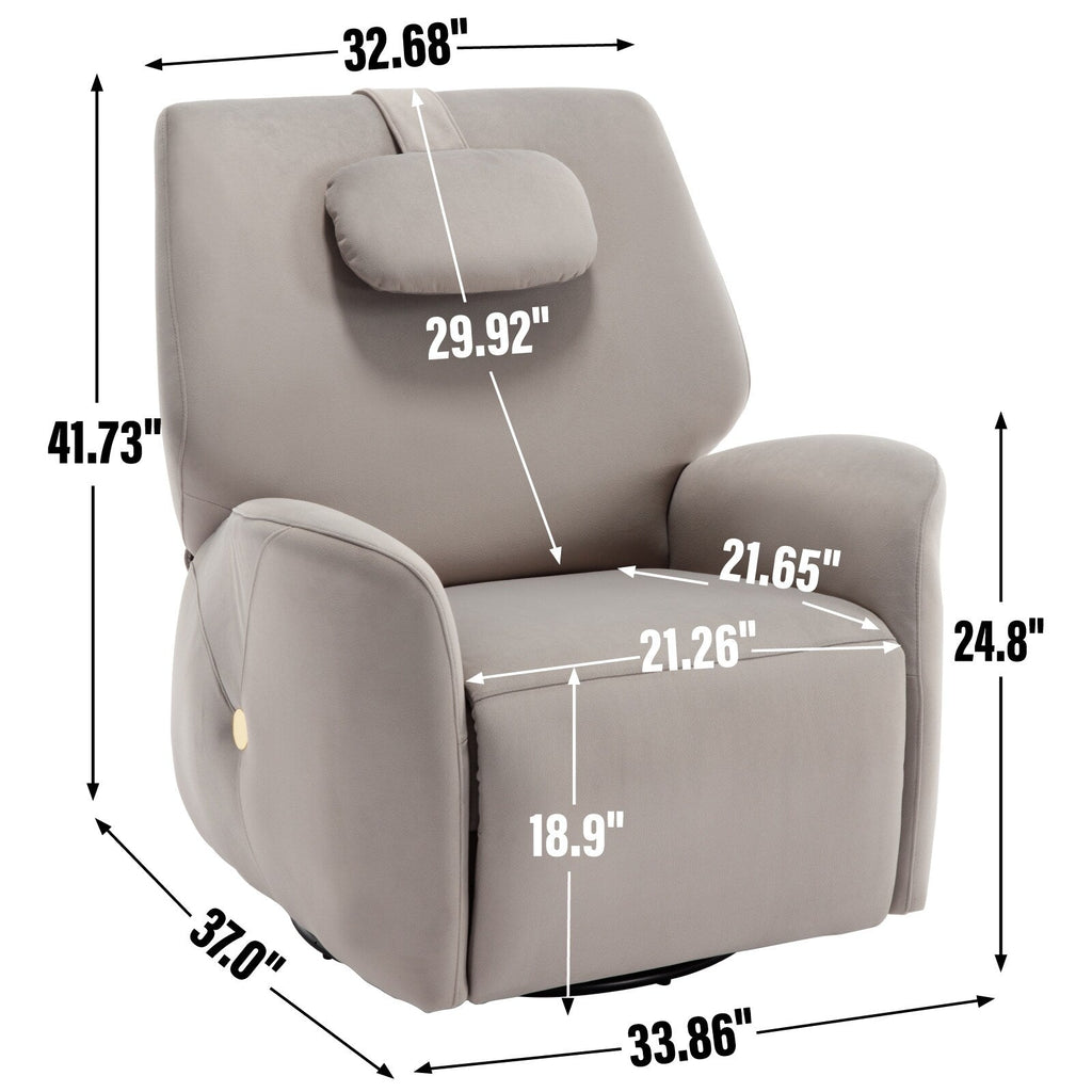 Fauteuil inclinable électrique gris pivotant à 270° et ports de chargement USB