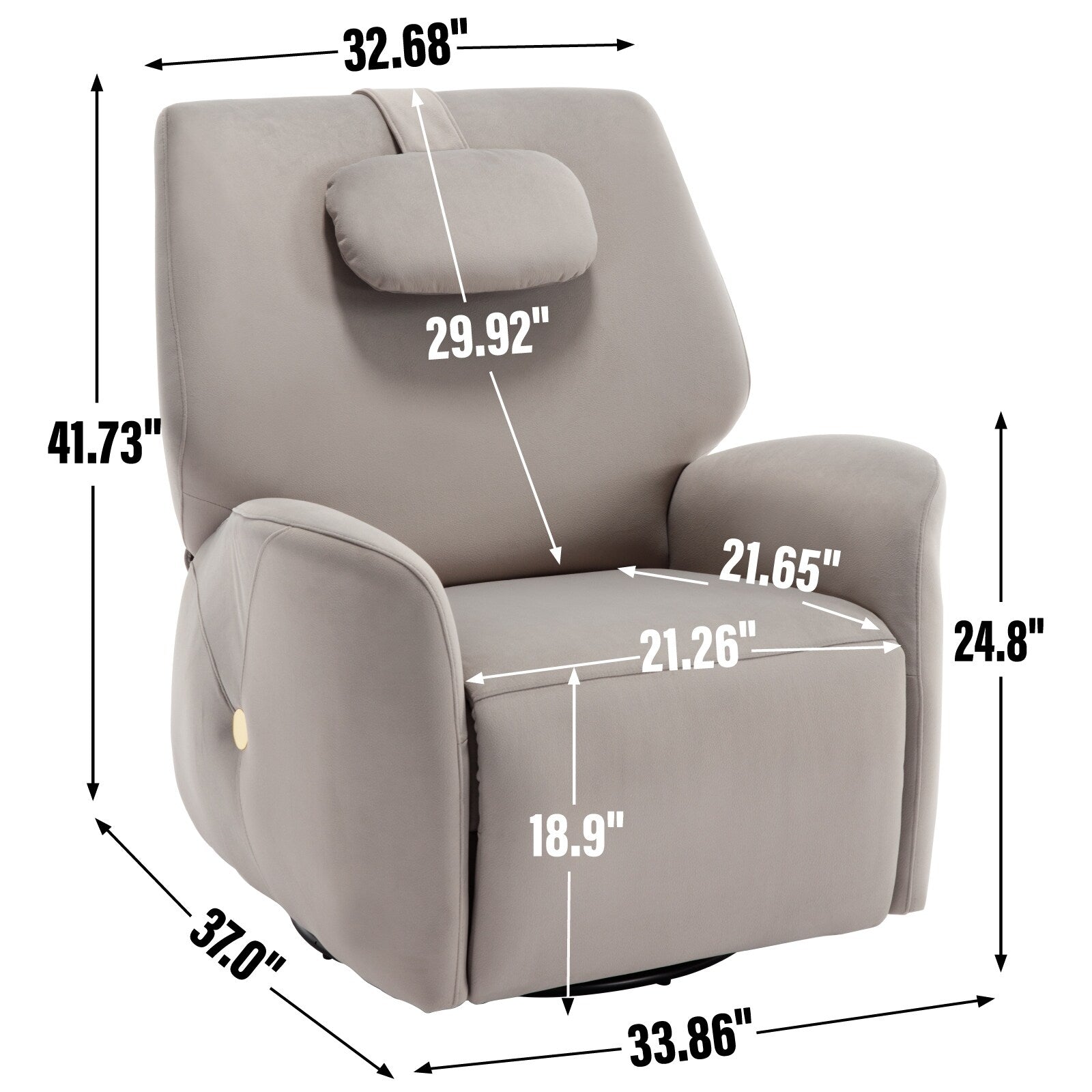 Fauteuil inclinable électrique gris pivotant à 270° et ports de chargement USB