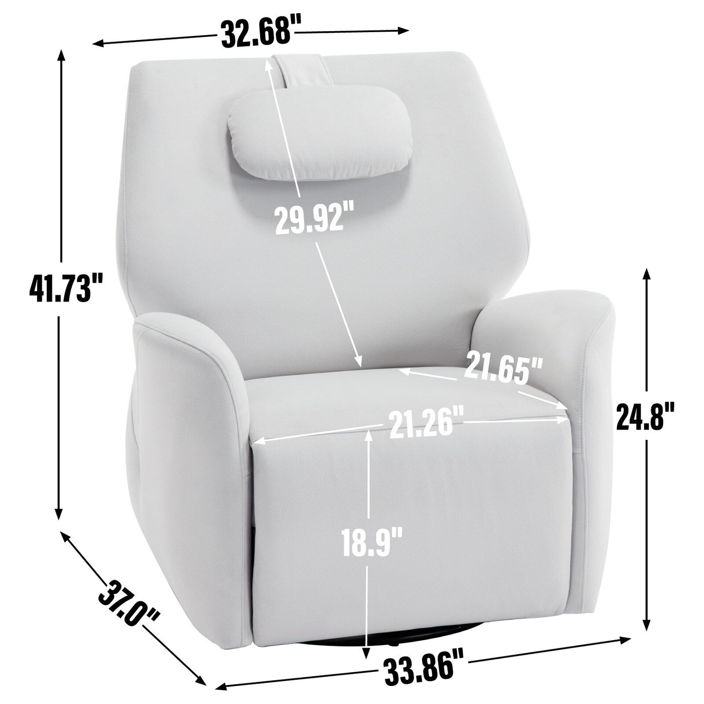 Fauteuil inclinable électrique gris pivotant à 270° et ports de chargement USB