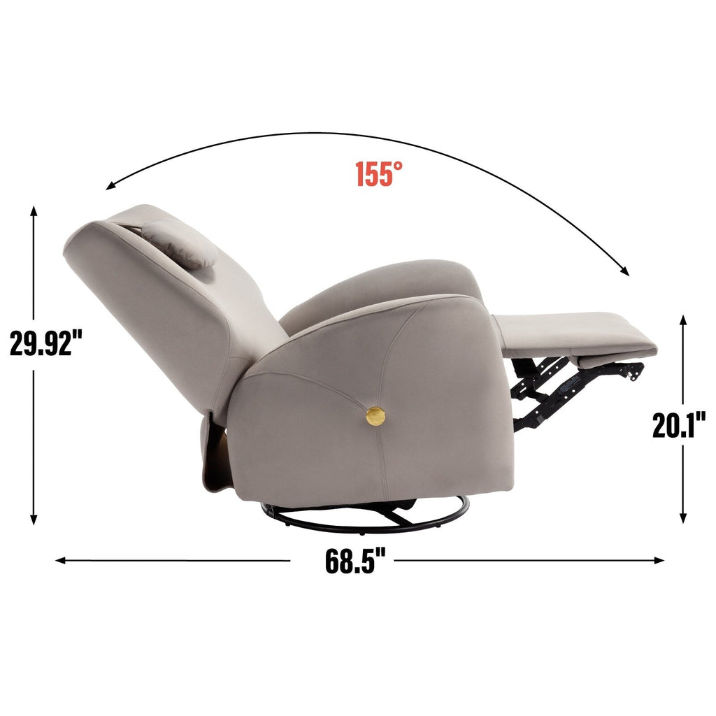 Fauteuil inclinable électrique gris pivotant à 270° et ports de chargement USB