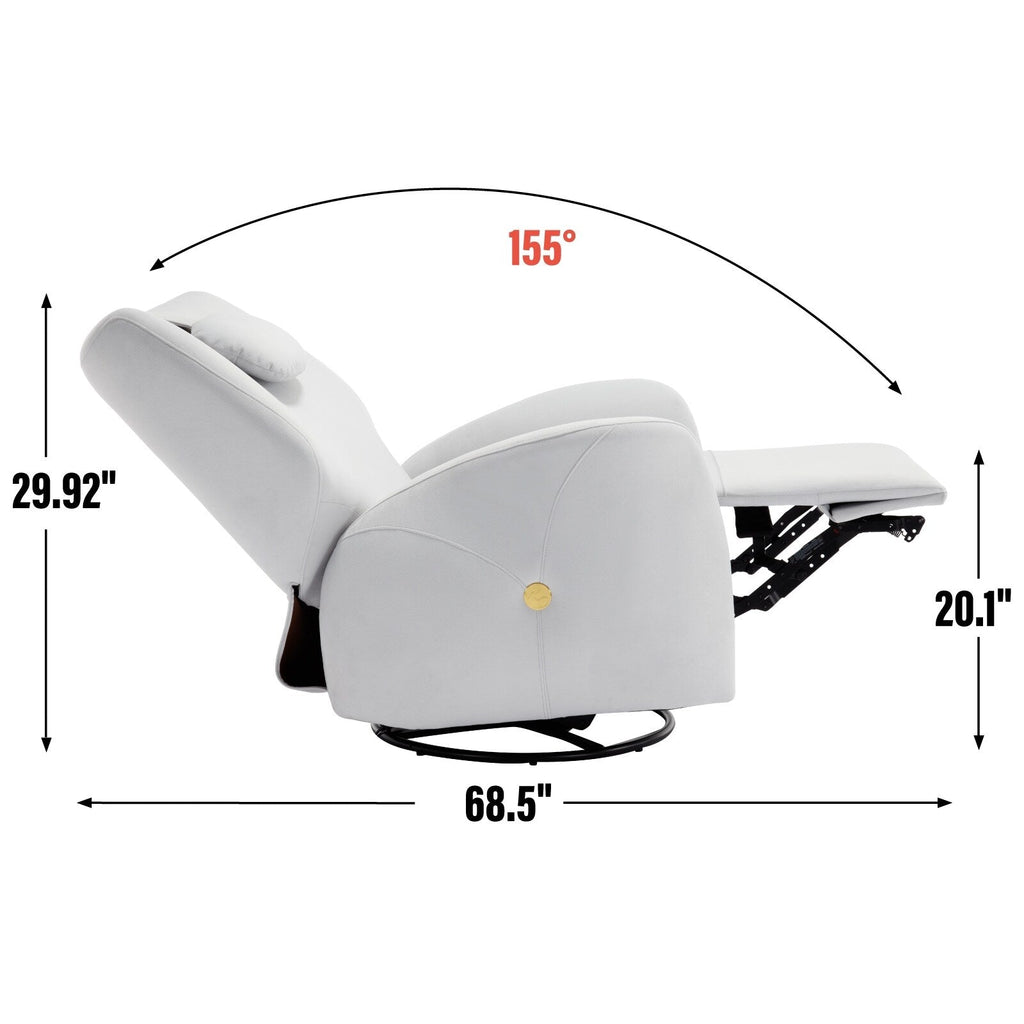 Fauteuil inclinable électrique gris pivotant à 270° et ports de chargement USB