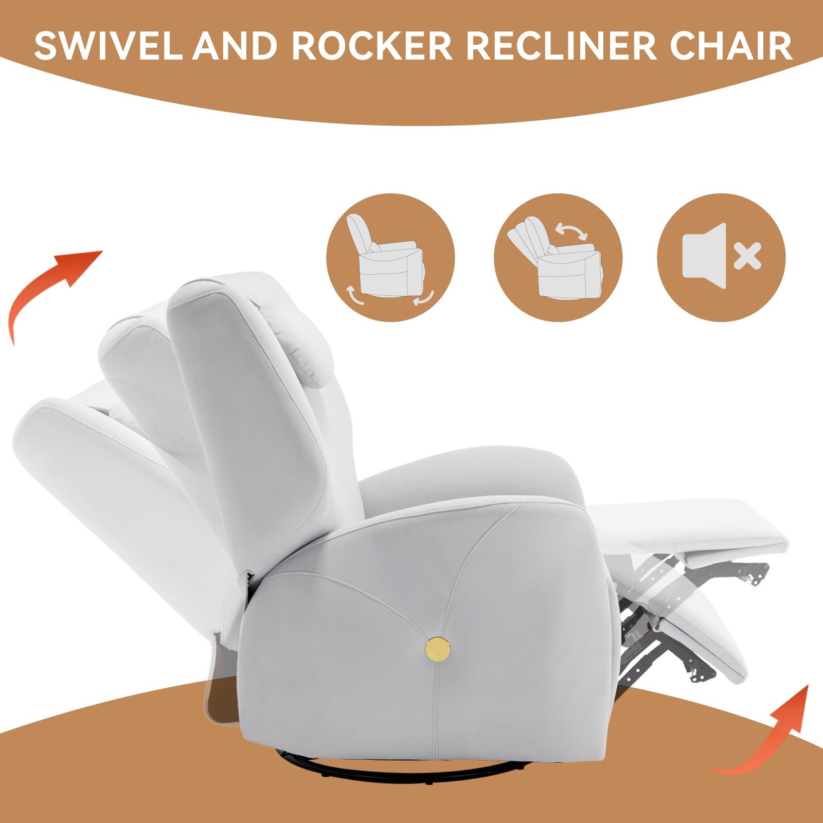 Fauteuil inclinable électrique gris pivotant à 270° et ports de chargement USB