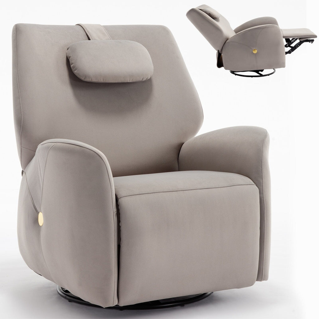 Fauteuil inclinable électrique gris pivotant à 270° et ports de chargement USB