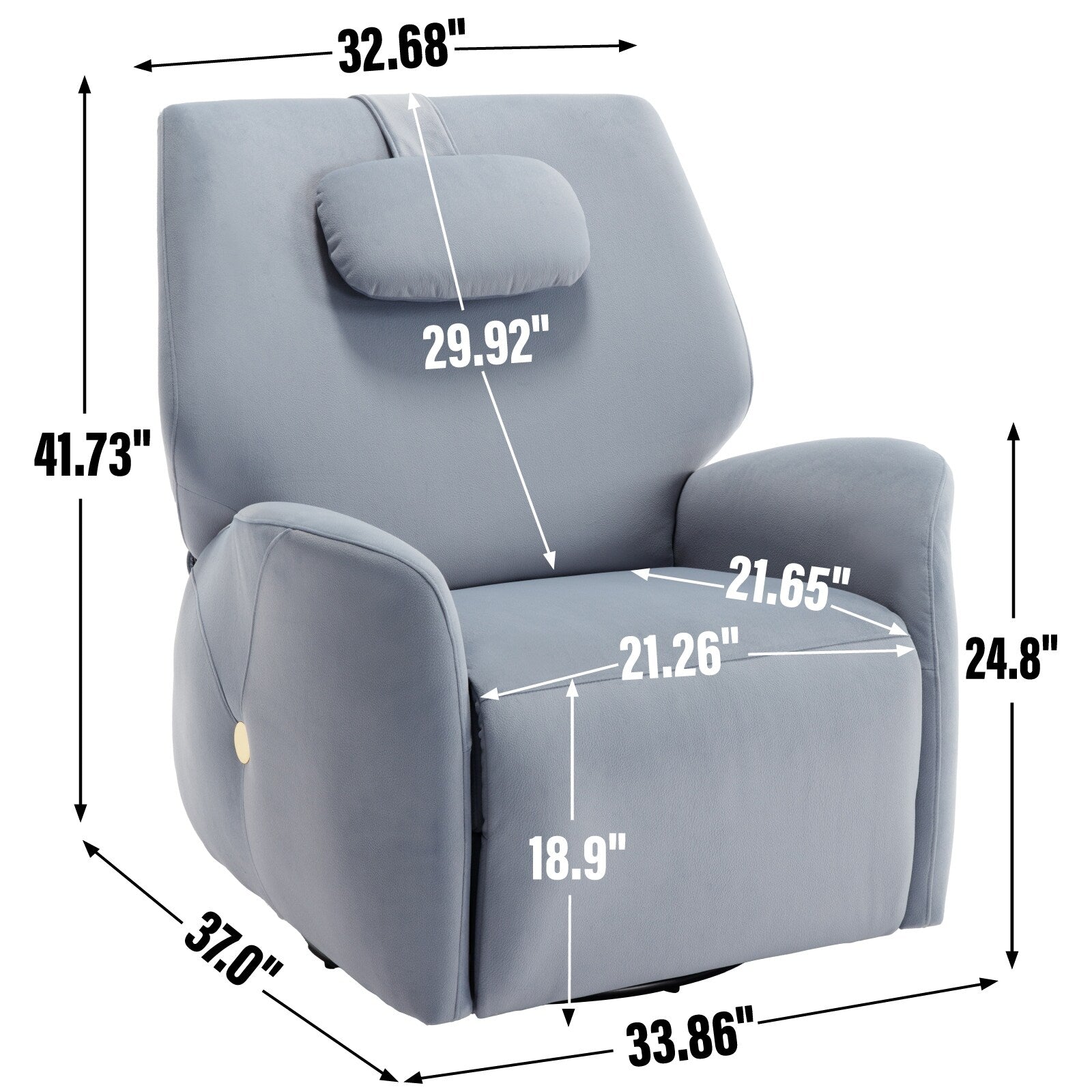 Fauteuil inclinable électrique gris pivotant à 270° et ports de chargement USB